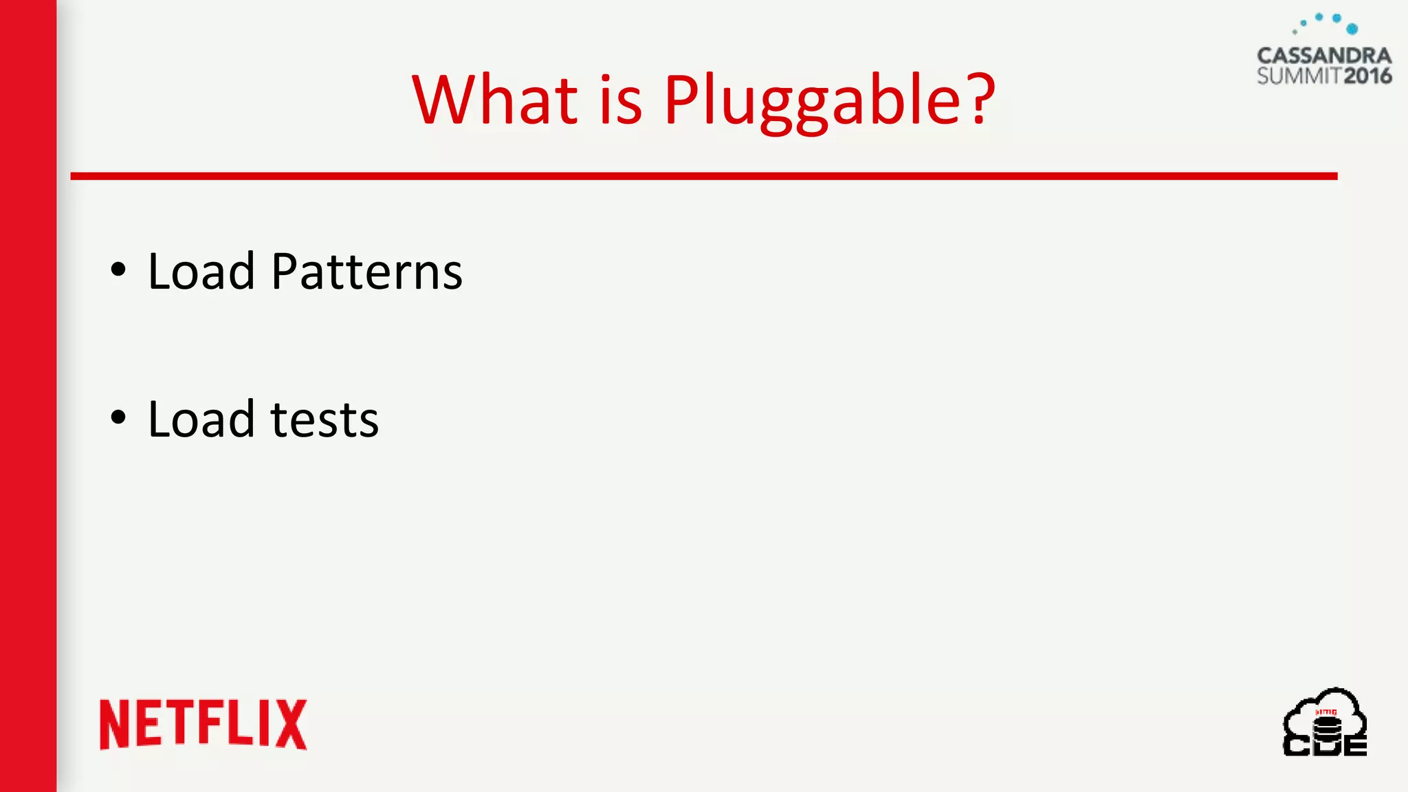 What is Pluggable?
• Load Patterns
• Load tests
 