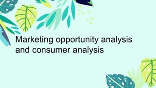 Marketing opportunity analysis
and consumer analysis
 