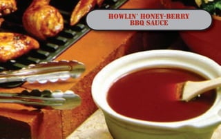 SWEETEN YOUR NEXT BARBECUE
HONEY COLOR, FLAVOR AND FORM
Honeys differ in color and taste depending on the blossoms visited by the honey bees. In general,
lighter-colored honeys are milder in flavor while darker-colored honeys are bolder. Honey is
enjoyed in several forms – liquid, whipped and as nature presents it – in the honey bees’ wax comb.
STORAGE
Store honey at room temperature, never in the refrigerator. If honey crystallizes, simply place the
honey container in warm water and stir until crystals dissolve. Or, microwave 1 cup of honey in a
microwave-safe container, stirring every 30 seconds, until crystals dissolve. Be careful not to boil or
scorch the honey.
HEALTH BENEFITS
Research has shown that unlike most other sweeteners, honey has vitamins, minerals and amino
acids as well as antioxidants.
SUBSTITUTION AND COOKING TIPS
For best results, select recipes developed for using honey. When you do substitute honey for
granulated sugar in recipes, begin by substituting honey for up to half of the sugar called for in the
recipe. With experimentation, honey can be substituted for all of the sugar in some recipes. When
substituting honey for sugar in baked goods:
• Reduce the liquid in the recipe by 1/4 cup for each cup of honey used.
• Add about 1/2 teaspoon baking soda for each cup of honey used.
• Reduce oven temperature by 25 degrees to prevent over browning.
Note: Honey should not be fed to infants less than one year of age. Honey is a safe and wholesome
food for older children and adults.
GRILLING TIPS
• Marinate foods in the refrigerator, not on the counter or outdoors.
• Don’t use the same platter and utensils that previously held raw meat or seafood to serve
cooked meats and seafood.
• If you partially cook food in the microwave, oven, or stove to reduce grilling time, do so
immediately before the food goes on the hot grill.
• When it’s time to cook the food, cook it thoroughly. Use a food thermometer to be sure.
Source: Center for Food Safety and Applied Nutrition – U.S. Food and Drug Administration
BLAZING BRONCO BURGERS WITH
SMOKING CHIPOTLE HONEY SAUCE
HOWLIN’ HONEY-BERRY
BBQ SAUCE
SWEET ONION KIELBASA
GRILLED AHI TUNA
ITALIAN STALLION BBQ BEANS
TAILGATE TENDERLOIN
 