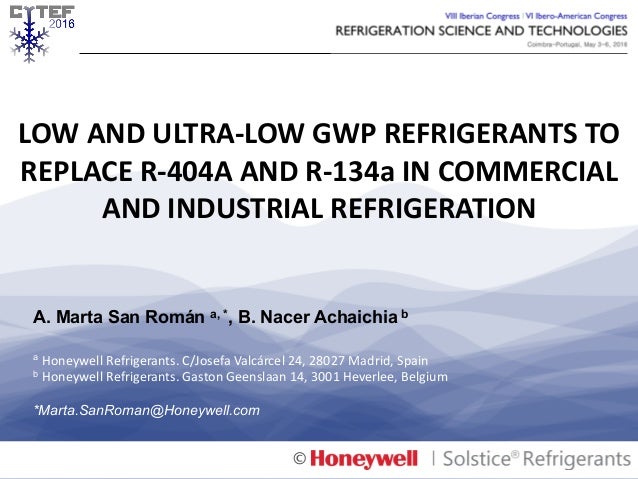 Honeywell Refrigerant Chart