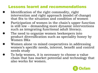 Women economic leadership through honey value chain development in Ethiopia 