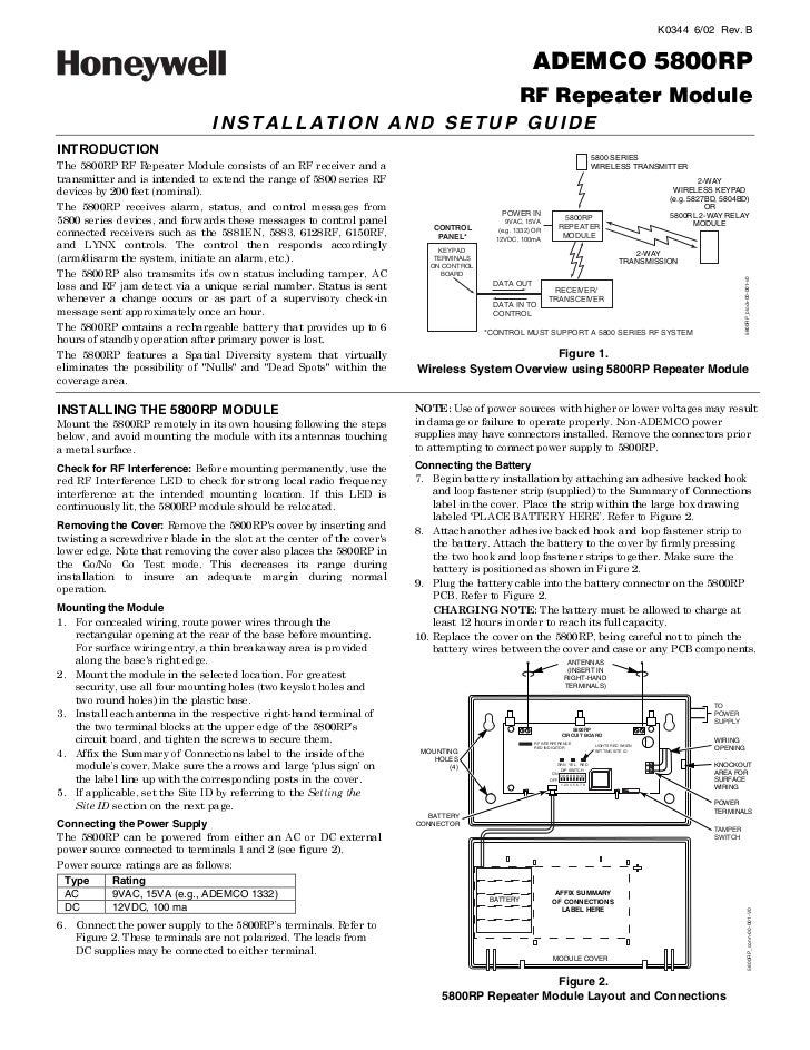 Honeywell 5800RP Install Guide