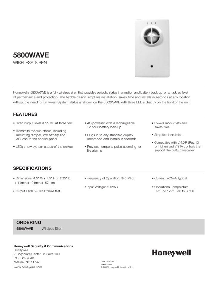 Honeywell 5800wavedatasheet