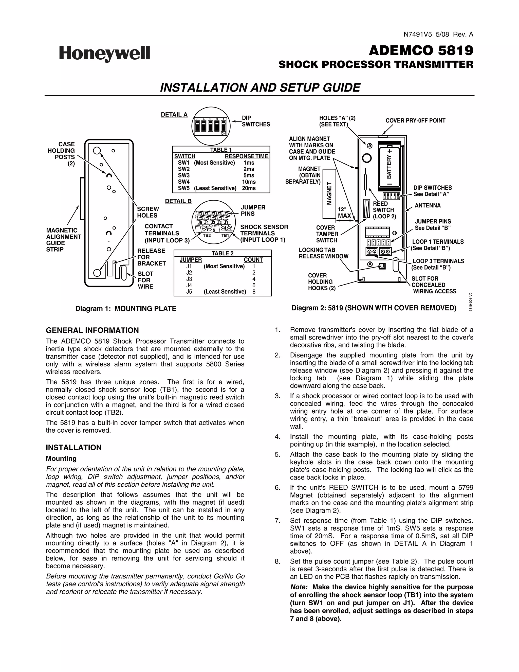 Honeywell 5819installguide PDF