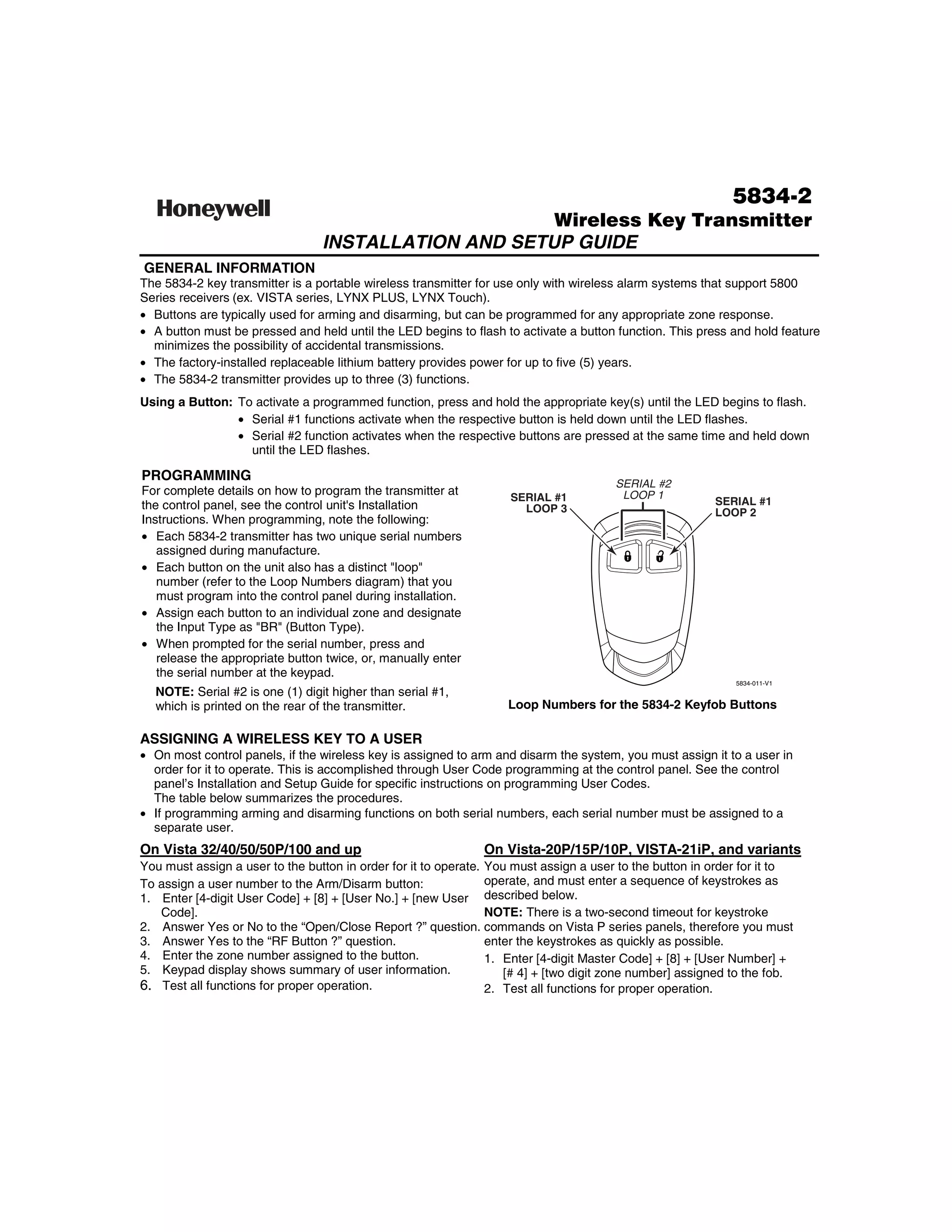 Honeywell 5834-2-install-guide | PDF