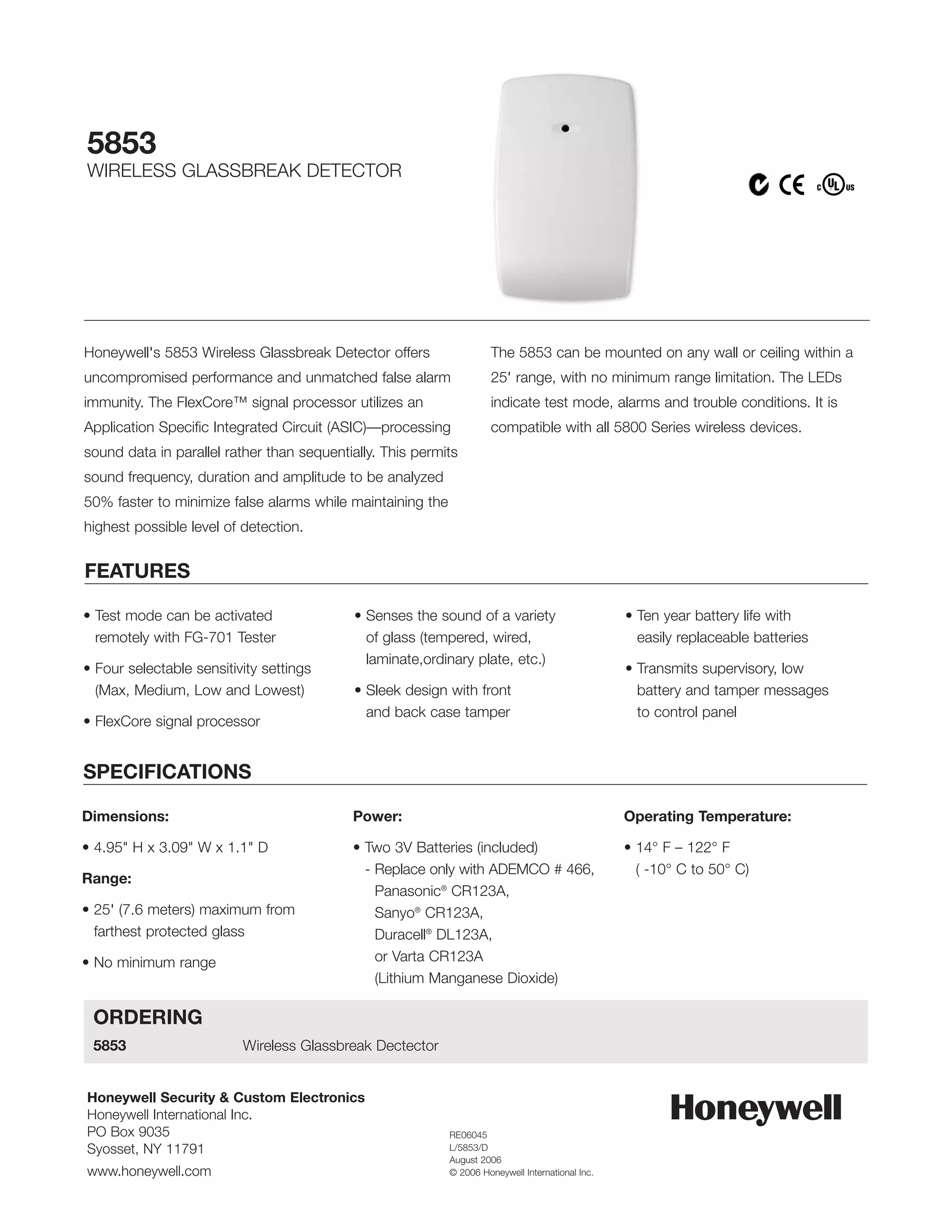Honeywell 5853datasheet PDF Free Download