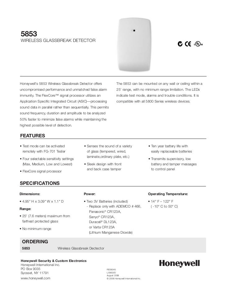 Honeywell 5853datasheet