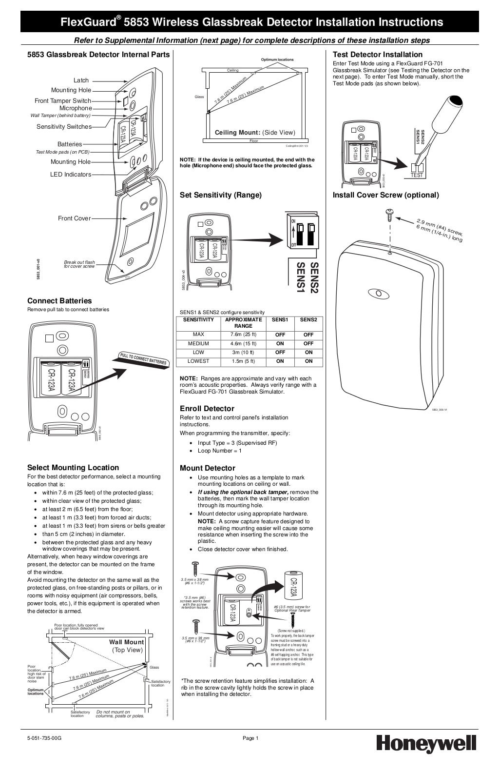 Honeywell 5853-install-guide