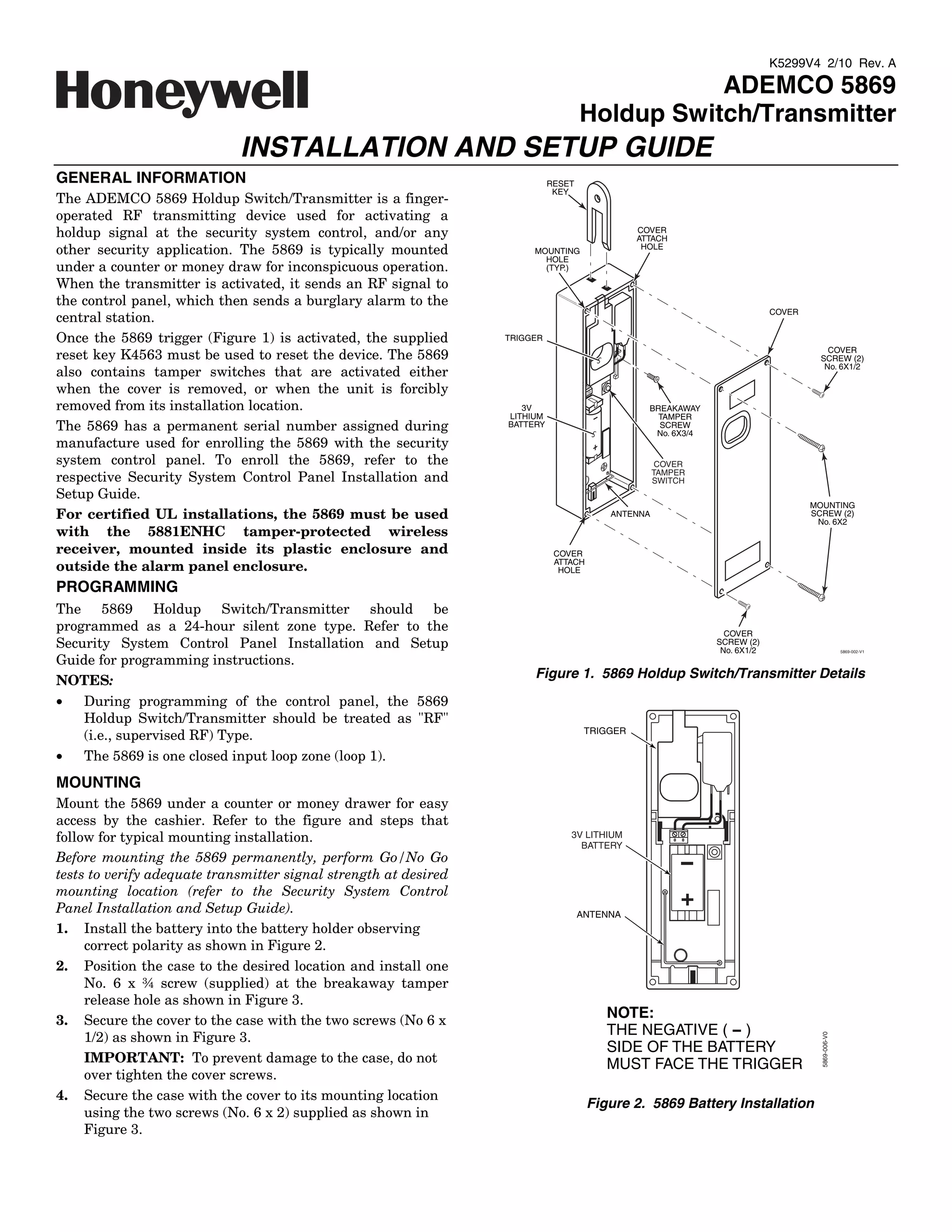 Honeywell 5869installguide PDF