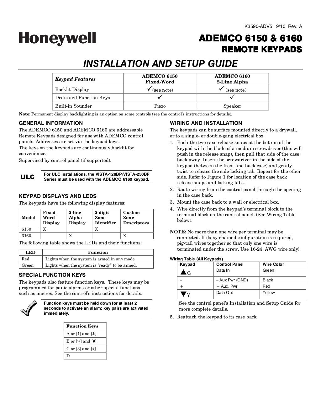 Honeywell 6150-honeywell-6160-install-guide