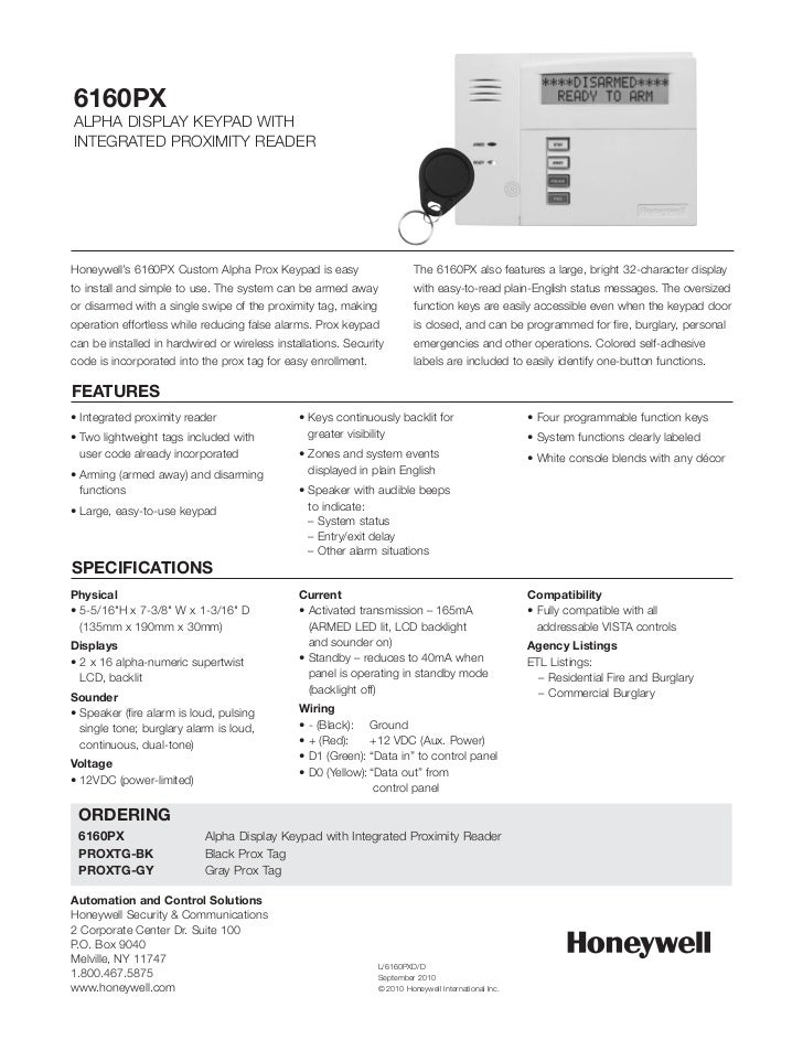 Honeywell 6160 Px data sheet Honeywell 6160 Px data sheet