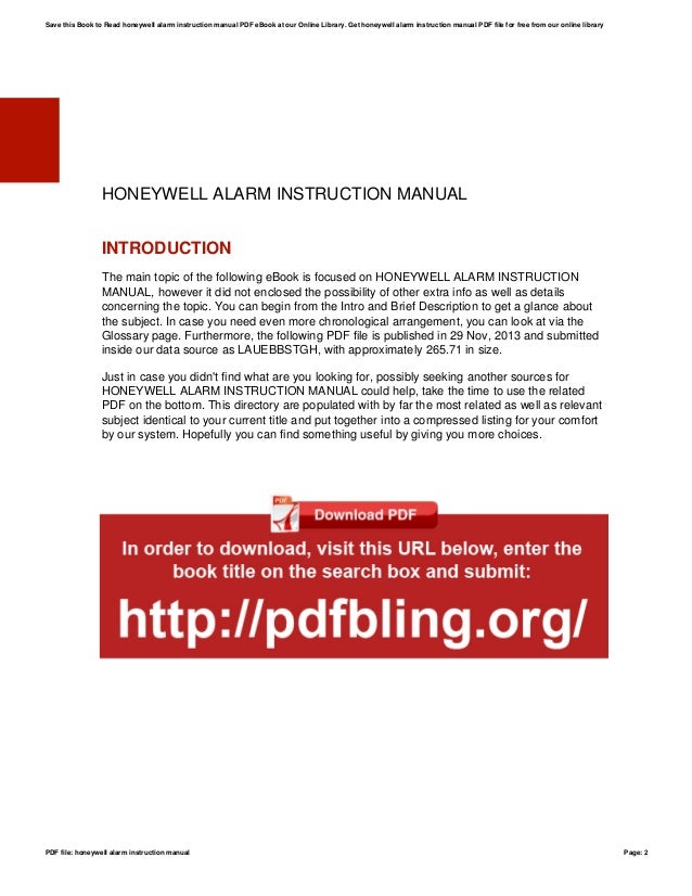 Honeywell alarminstructionmanual