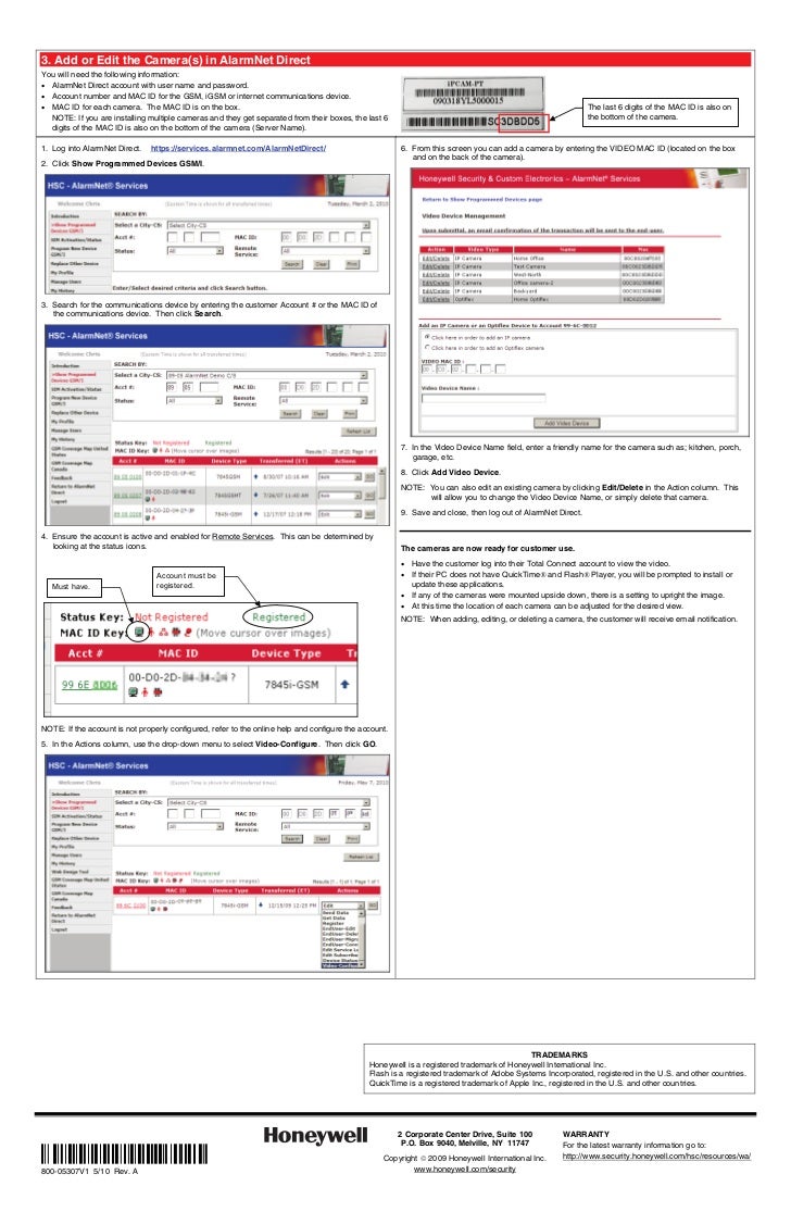 Honeywell ipcam-pt-quick-install-guide