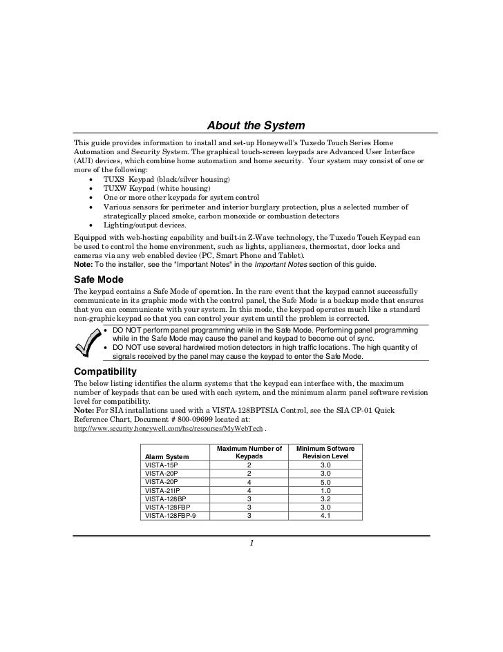 Honeywell Tuxedo Touch Install Guide