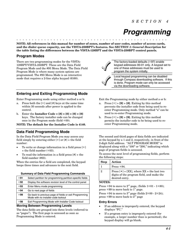 Install Guide Honeywell Vista 128BPT and 250BPT