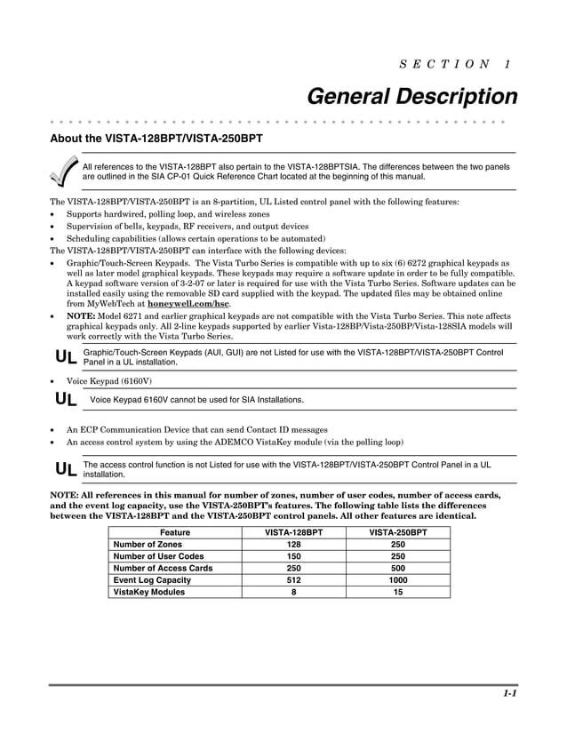 Install Guide Honeywell Vista 128BPT and 250BPT
