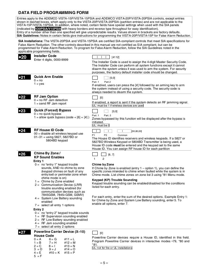 vista 20p change master code