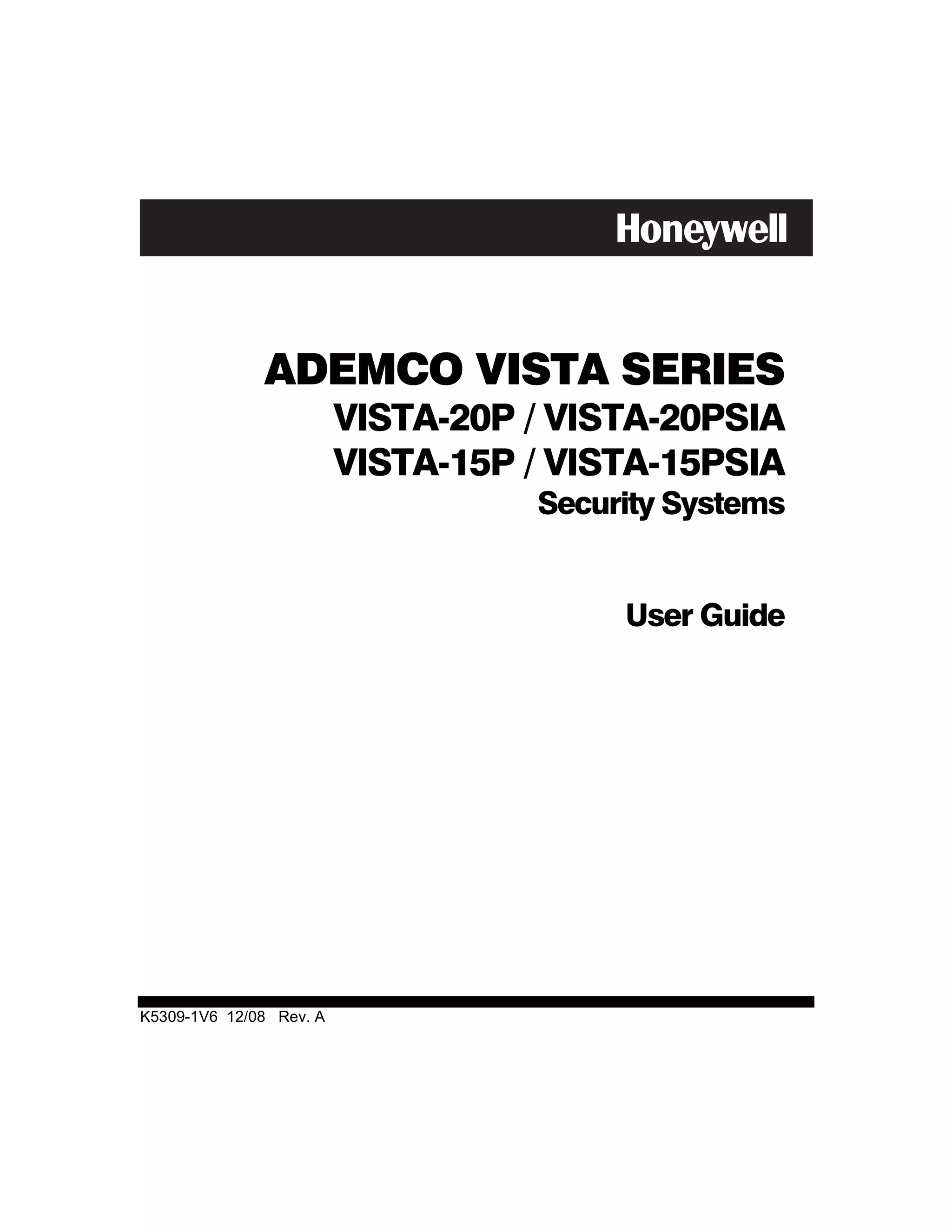 Honeywell Vista 20p User Guide