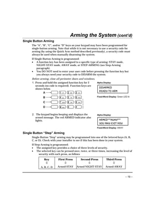 Disarm Red Key Honeywell Vista 15P Honeywell Vista-20P User Guide | PDF