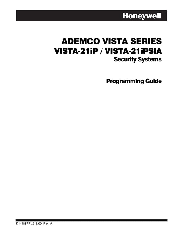 Honeywell Vista 21IP Programming Guide PDF