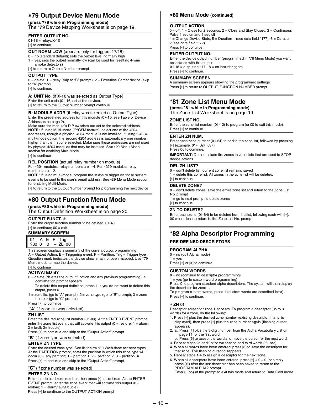 Honeywell Vista 21IP Programming Guide