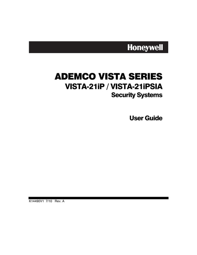 Honeywell Vista 21IP User Guide PDF