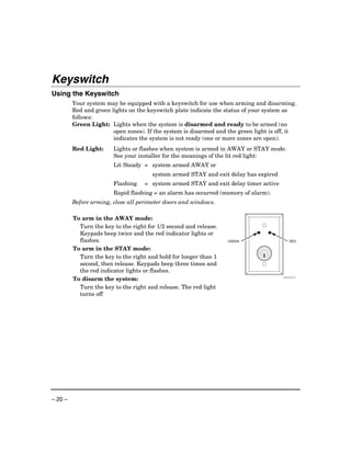 Disarm Red Key Honeywell Vista 21IP User Guide | PDF