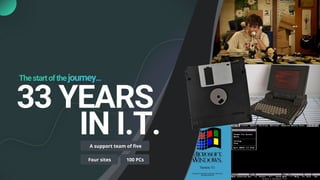 33 YEARS
A support team of five
Four sites 100 PCs
IN I.T.
 