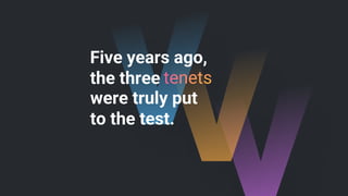 Five years ago,
the three
were truly put
to the test.
 