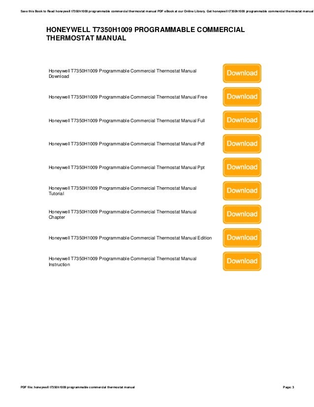 Honeywell t7350h1009 programmable commercial thermostat manual