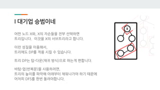 I 대기업 승범이네
어떤 노드 X와, X의 자손들을 전부 선택하면
트리입니다. 이것을 X의 서브트리라고 합니다.
이런 성질을 이용해서,
트리에도 DP를 적용 시킬 수 있습니다.
트리 DP는 탑-다운(재귀 방식)으로 하는게 편합니다.
바텀-업(반복문)을 사용하려면,
트리의 높이를 파악해 아래부터 채워나가야 하기 때문에
어차피 DFS를 한번 돌려야합니다.
 