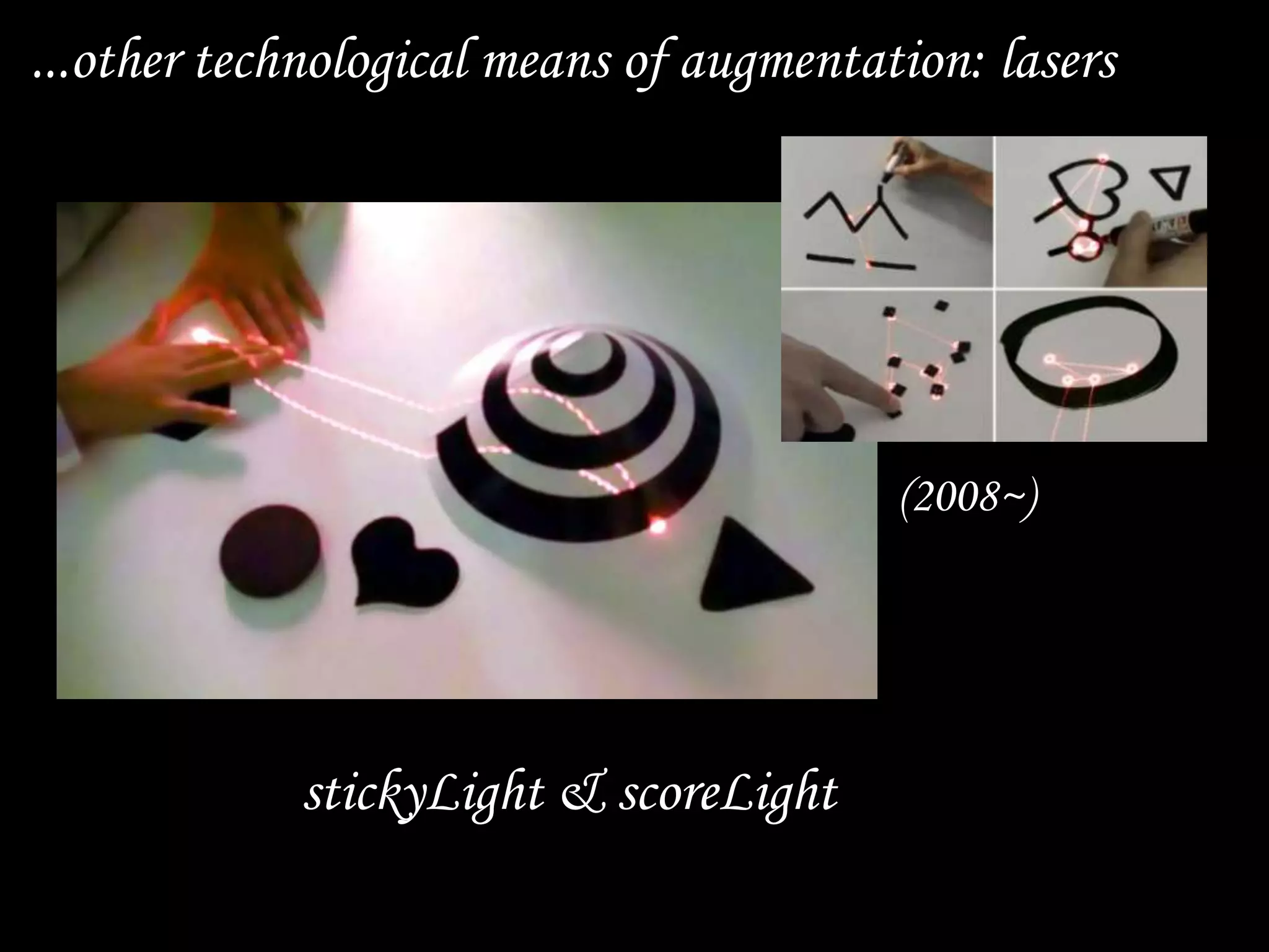 ...other technological means of augmentation: lasers
stickyLight & scoreLight
(2008~)
 
