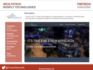 fintechnews.hk
FINTECH
HONG KONG
@FintechNewsHK
Description
Found in 2013, Ironfly Technologies is a trading platform. It ...