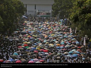 Students from various universities take part in a demonstration at the Chinese University in Hong Kong September 22, 2014. 
REUTERS/Bobby Yip 
 