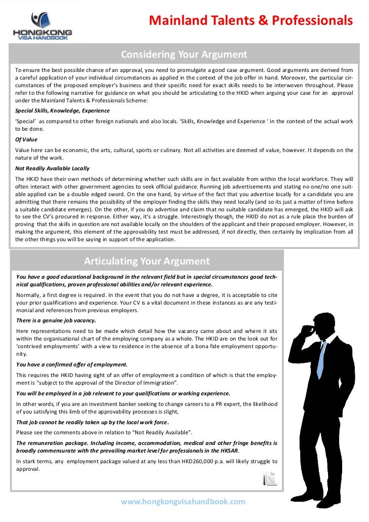 visa employment mainland Factsheet Hong Mainland Talents of Admission Kong Visa