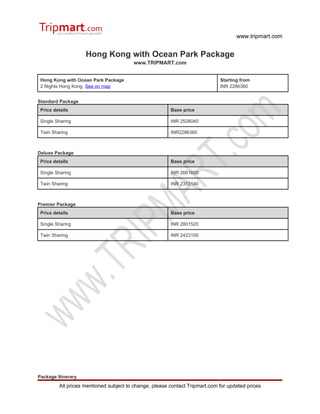 Hong Kong with ocean park package