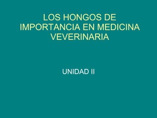 LOS HONGOS DE IMPORTANCIA EN MEDICINA VEVERINARIA UNIDAD II 