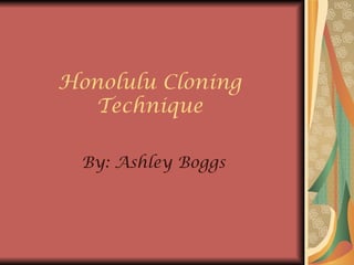 Honolulu Cloning Technique By: Ashley Boggs 