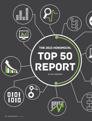 26 amrketing news | Juen 2013 
The 2013 Honomichl 
Top 50 
Report 
By Jack Honomichl 
 