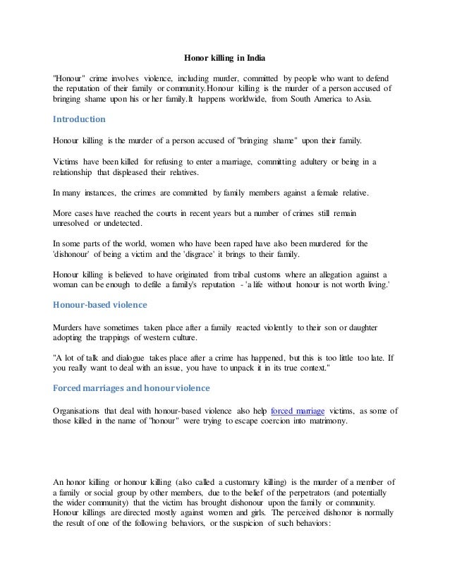 Honour killing essay picture