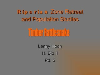 Riparian  Zone Retreat and Population Studies Lenny Hoch H. Bio II Pd. 5 Timber Rattlesnake 