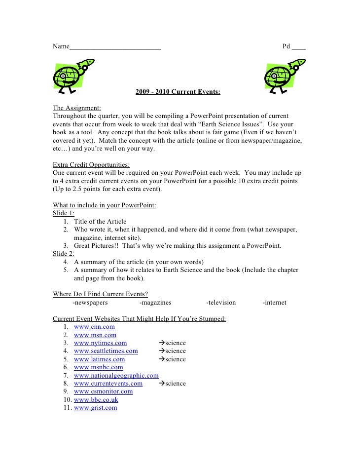 Honors Earth Science Current Events