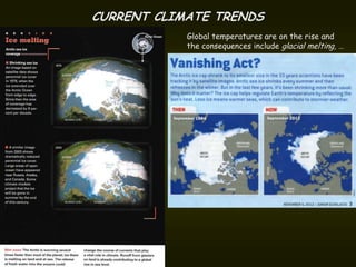 CURRENT CLIMATE TRENDS
            Global temperatures are on the rise and
            the consequences include glacial melting, …
 