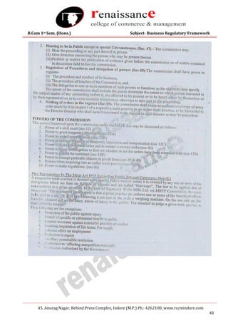 B.Com 1st Sem. (Hons.) Subject- Business Regulatory Framework
45, Anurag Nagar, Behind Press Complex, Indore (M.P.) Ph.: 4262100, www.rccmindore.com
43
 