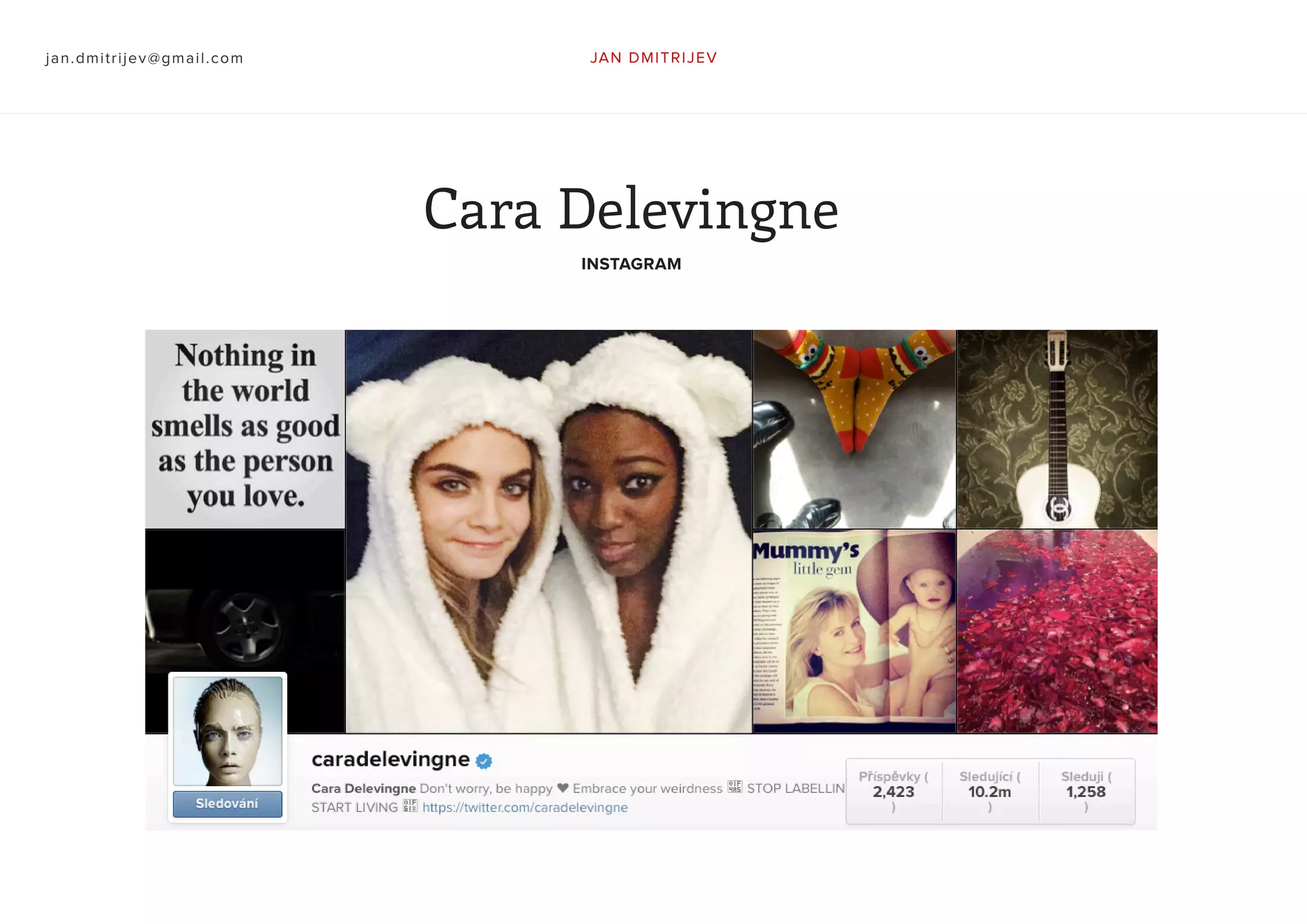 jan.dmitrijev@gmail.com JAN DMITRIJEV
Cara Delevingne
INSTAGRAM
 