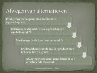 Afwegen van alternatievenPrincipes van Marketing - F. Kotler