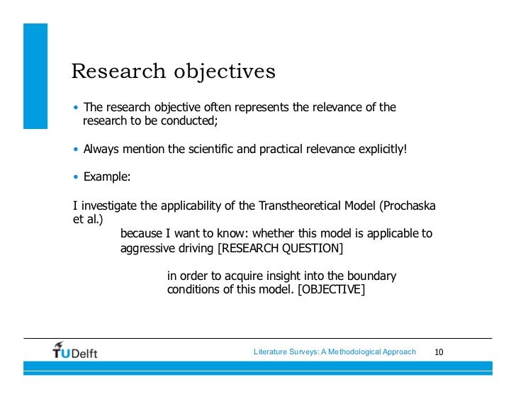 literature surveys a methodological approach research objectives examples