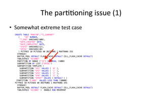 The 
par>>oning 
issue 
(1) 
• Somewhat 
extreme 
test 
case 
 