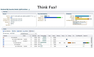 Think 
Exa! 
• Smart 
Scans 
are 
great 
for 
data 
retrieval 
– Data 
processing 
<> 
data 
retrieval 
– Data 
to 
be 
retrieved 
should 
be 
large 
• Smart 
Scans 
don’t 
help 
retrieve 
small 
amounts 
of 
data 
– Classic 
OLTP-­‐style 
workload 
– Refrain 
from 
se€ng 
_serial_direct_read 
= 
ALWAYS 
system-­‐wide 
 