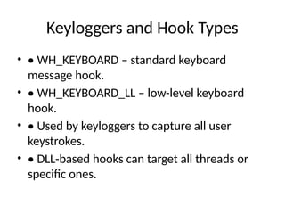 In-Depth Analysis of Hook Injection Techniques in Windows Malware | PPTX
